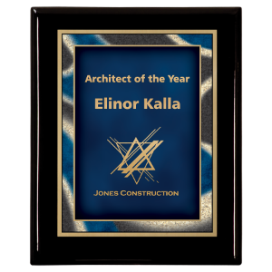 Premium Black Piano Finish Plaque with Blue Artist Plate