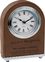 Dark Brown Leatherette Arch Clock