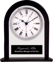 Arch Glass Clock with Black Border and Base