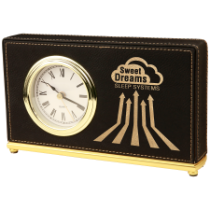 Black/Gold Leatherette Horizontal Desk Clock