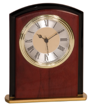 Mahogany Finish &amp; Glass Arch Clock