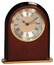 Mahogany Finish &amp; Glass Arch Clock