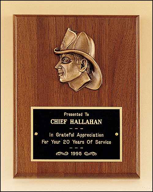 Firematic award with antique bronze finish casting