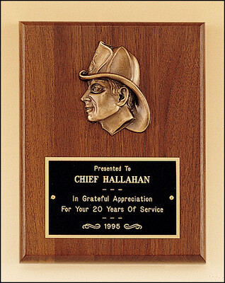 Firematic award with antique bronze finish casting