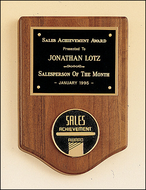Solid American walnut plaque with metal accessory