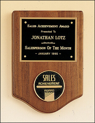 Solid American walnut plaque with metal accessory