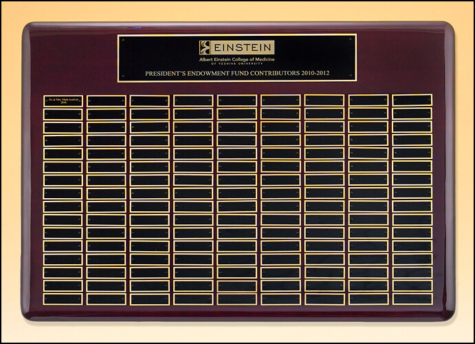 Roster Series perpetual plaque with rosewood piano-finish (12-144 Plates)