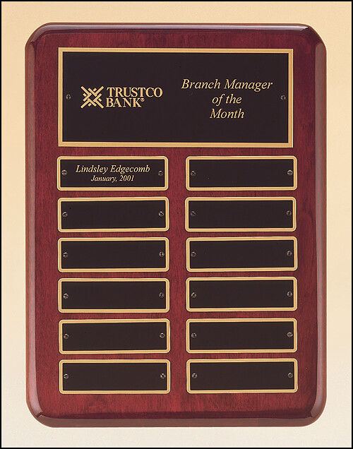 Black stained piano finish perpetual plaque with 2 plate combinations