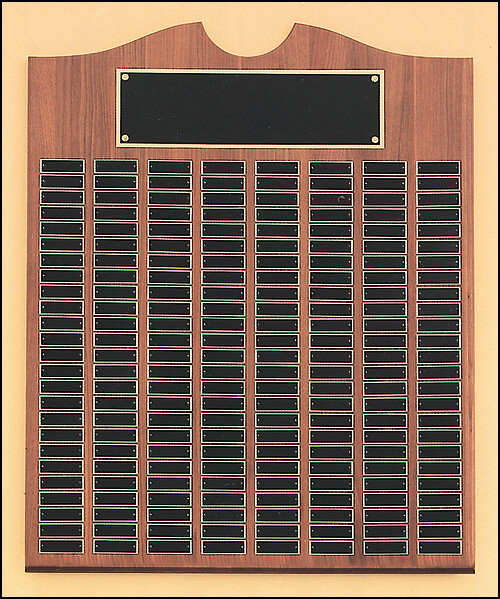 Solid American walnut perpetual plaque with 15 black plate combinations (12-270 Plates)