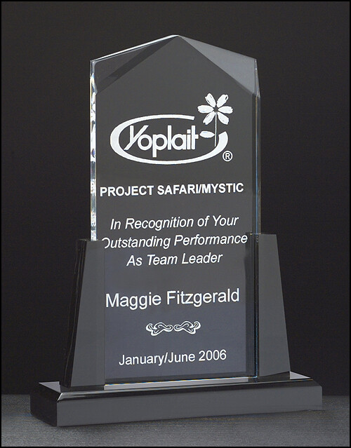 Spire Series clear acrylic upright on black acrylic base
