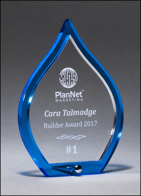 Blue Flame Acrylic with Clear Pop-Out Center and Silver Metal Post