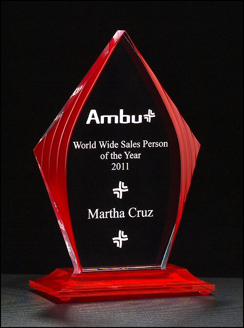 Diamond Series Acrylic Award with Blue Accent and Blue Mirror-Topped Base