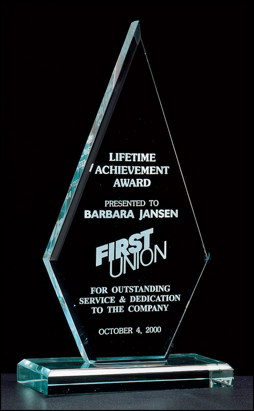 3/4&quot; thick polished acrylic award on acrylic base