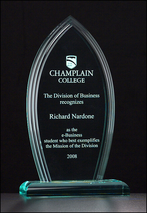 3/4&quot; thick polished acrylic award on acrylic base