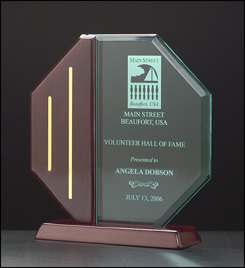 Octagon Series rosewood piano-finish base and post with gold metal accents