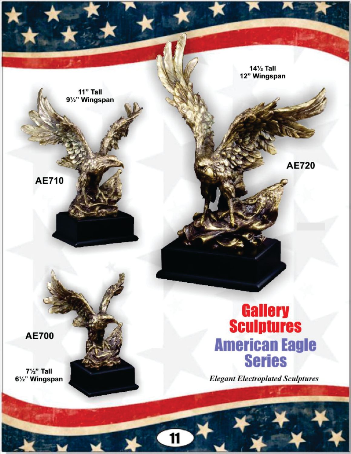 Antique Gold American Eagle on Base