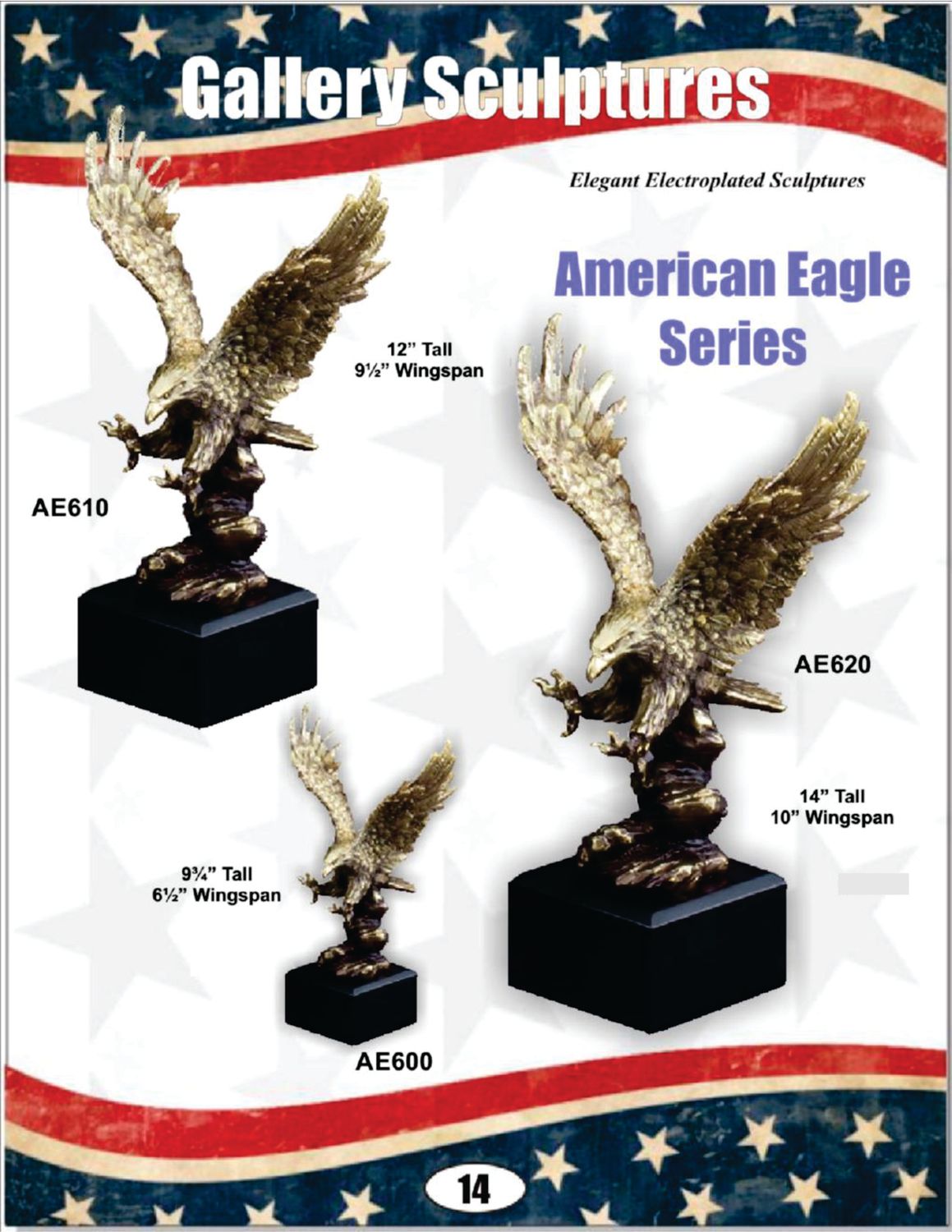 Antique Gold Electroplated Eagle on Base
