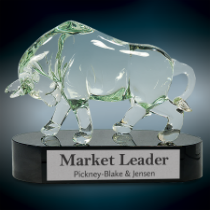 Clear Art Glass Bull