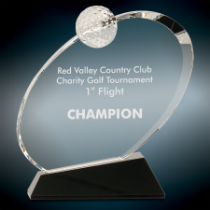 Crystal Oblong Golf Award on Black Base