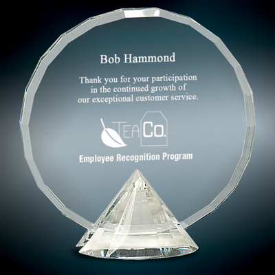 Large Round Faceted Crystal on Diamond Base