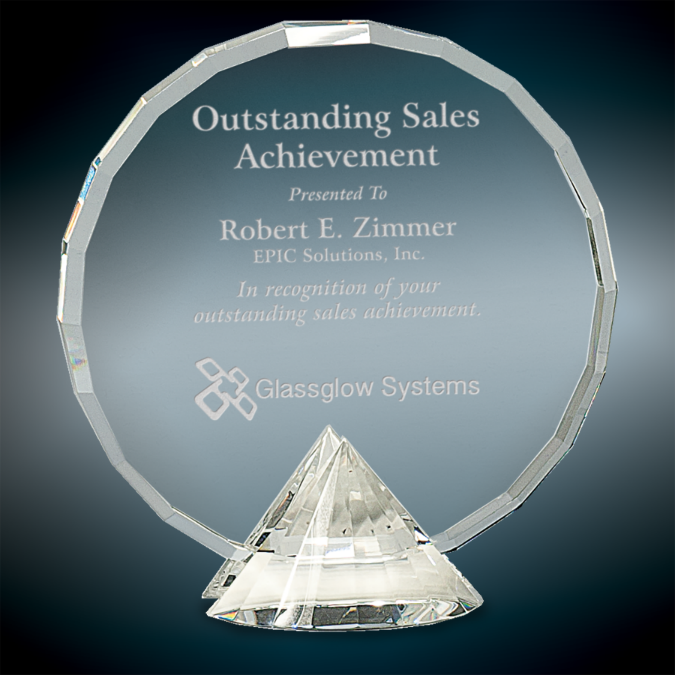 Round Faceted Crystal on Diamond Base