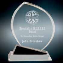 Large Oblong Crystal Award with Black Accents