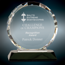 Small Round Crystal Award with Rectangle Facets