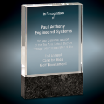 Small Fusion Crystal Award with Black Marble Base