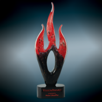 Red &amp; Black Flame Art Glass