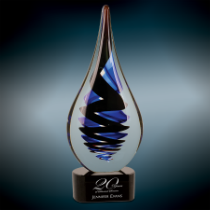 Black Twist Raindrop Art Glass