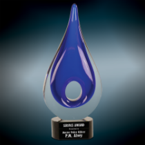 Blue Round Window Raindrop Art Glass