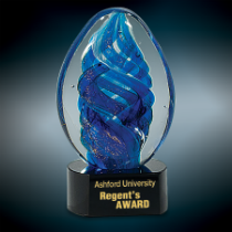 Blue Oval Swirl Art Glass