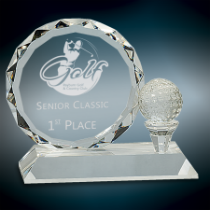 Crystal Golf Ball on Black Pedestal Base