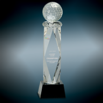 Crystal Golf Ball on Facet Column