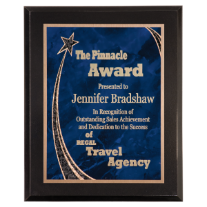 Premium Black Piano Finish Plaque with Blue Rising Star Plate