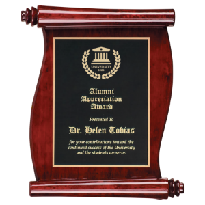Rosewood Finish Scroll Plaque with Black Plate