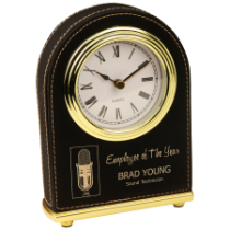 Black/Gold Leatherette Arch Clock