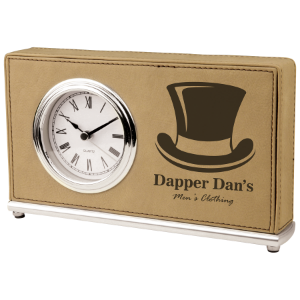 Light Brown Leatherette Horizontal Desk Clock