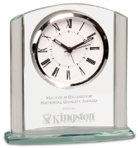 Arch Premier Glass Clock on Clear Glass Base