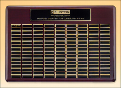 Roster Series perpetual plaque with rosewood piano-finish (12-144 Plates)