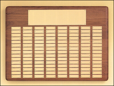 Solid American walnut perpetual plaque with 11 plate combinations (12-144 Plates)