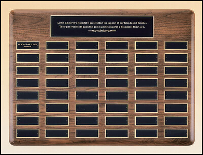 Roster Series - Traditional American walnut plaque with extra large individual plates