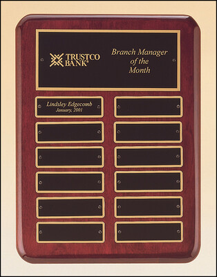 Black stained piano finish perpetual plaque with 2 plate combinations