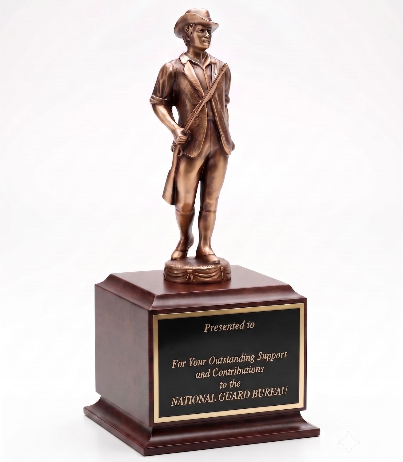 10" Small Minuteman on Walnut Finish Base Including Engraving