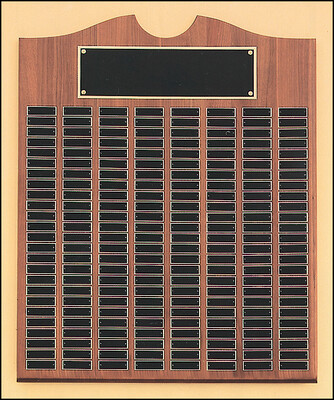 Solid American walnut perpetual plaque with 15 black plate combinations (12-270 Plates)