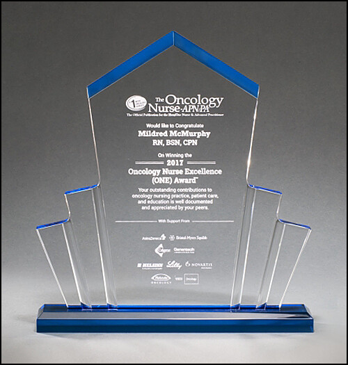 Blue Flame Acrylic with Clear Pop-Out Center and Silver Metal Post