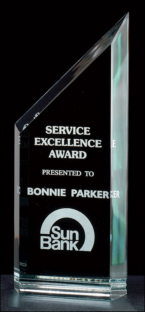 1" thick polished jade acrylic free-standing award