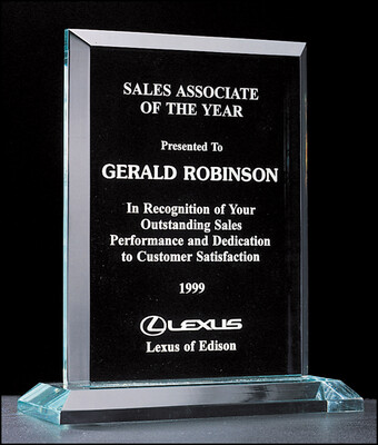 3/4" thick acrylic award on acrylic base
