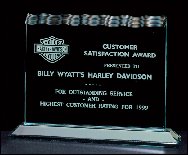 3/4" thick polished acrylic award on acrylic base