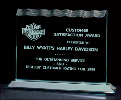 3/4" thick polished acrylic award on acrylic base